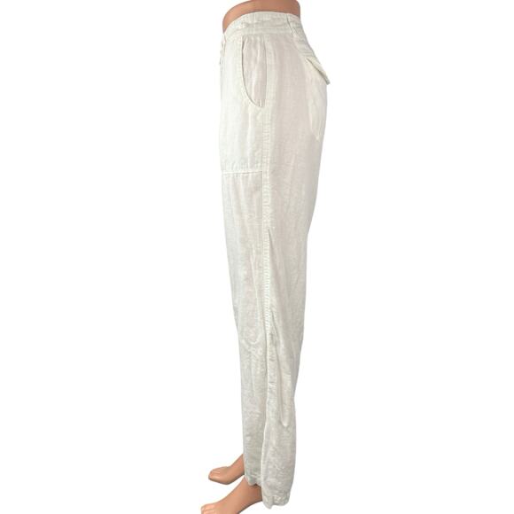 Banana Republic Women's White Linen Mid Rise Straight Wide Leg Trousers Pants 8 - Picture 2 of 5